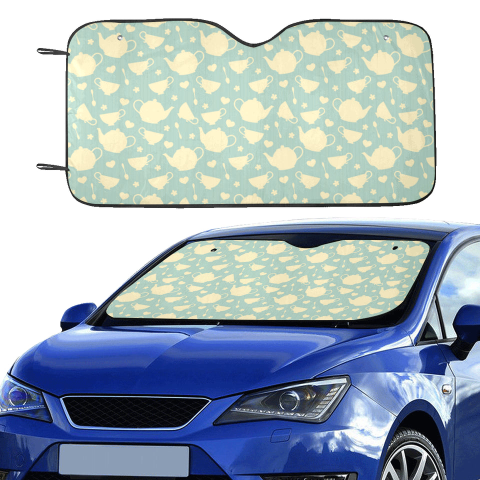 Tea pots Pattern Print Design 02 Car Sun Shade