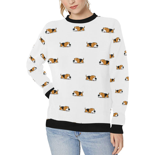 Cute beagle dog sleeping pattern Women's Crew Neck Sweatshirt