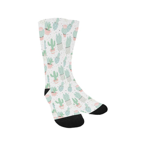 Pastel color cactus pattern Crew Socks