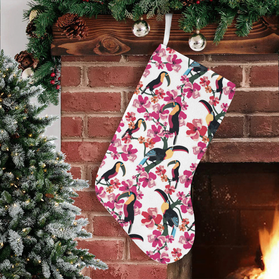 Toucan flower design pattern Christmas Stocking