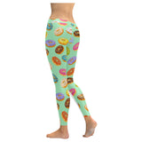 Colorful donut pattern green background Women's Legging Fulfilled In US