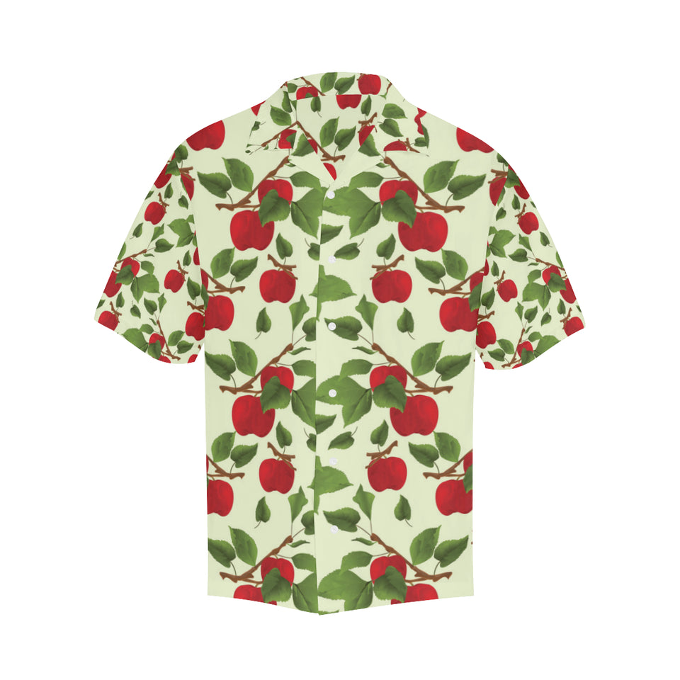Red apples leaves pattern Men's All Over Print Hawaiian Shirt