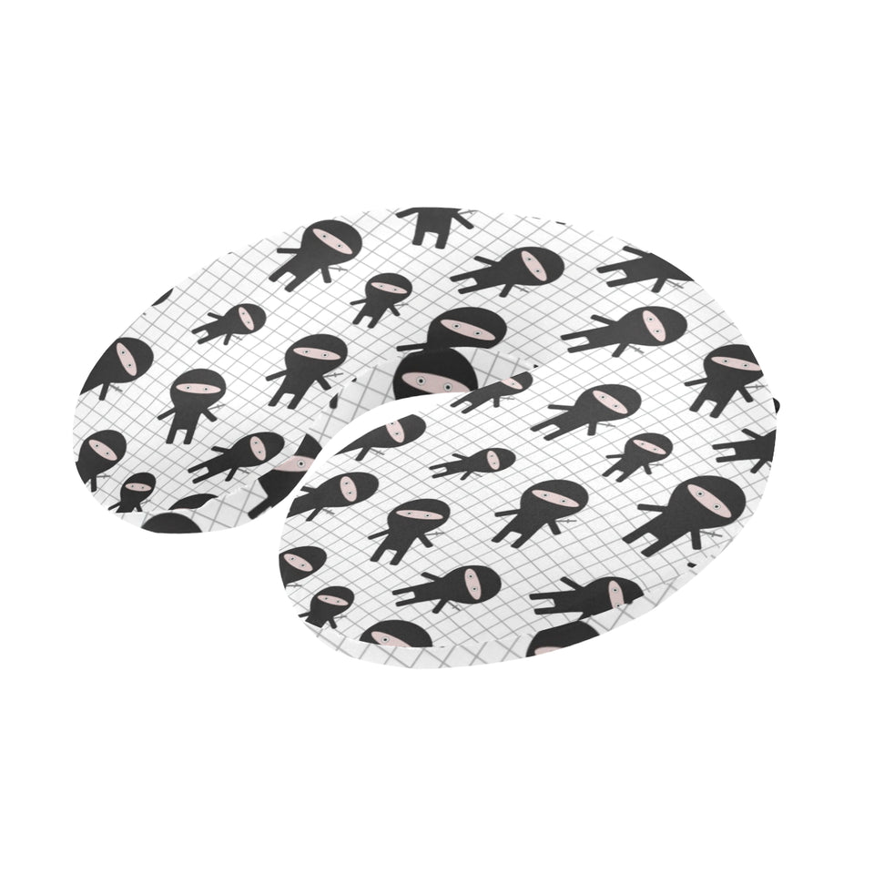 Ninja pattern plaid background U-Shaped Travel Neck Pillow