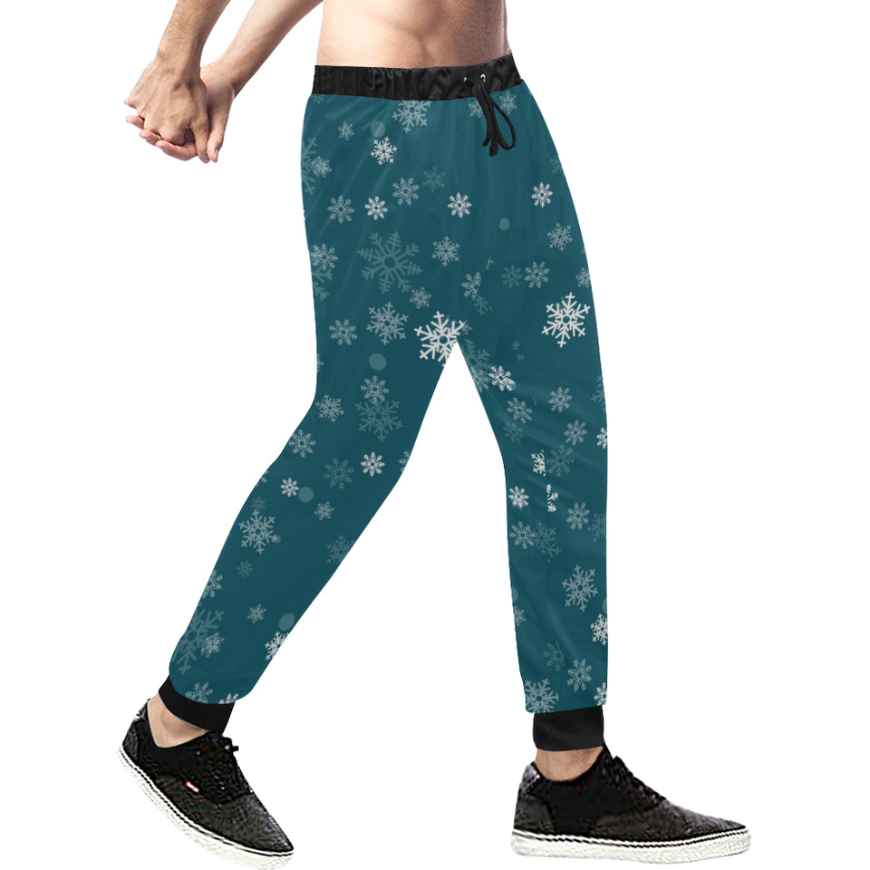Snowflake pattern dark background Unisex Casual Sweatpants