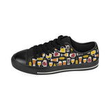 Beer type pattern Men's Low Top Canvas Shoes Black