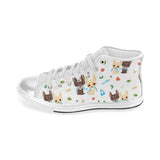 Cute Chihuahua dog pattern Women's High Top Canvas Shoes White