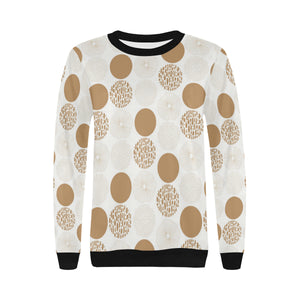 Gold Texture mushroom pattern Women's Crew Neck Sweatshirt