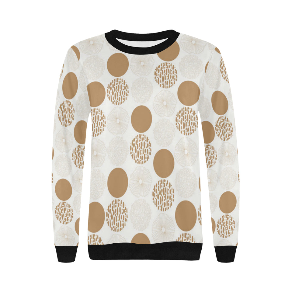 Gold Texture mushroom pattern Women's Crew Neck Sweatshirt