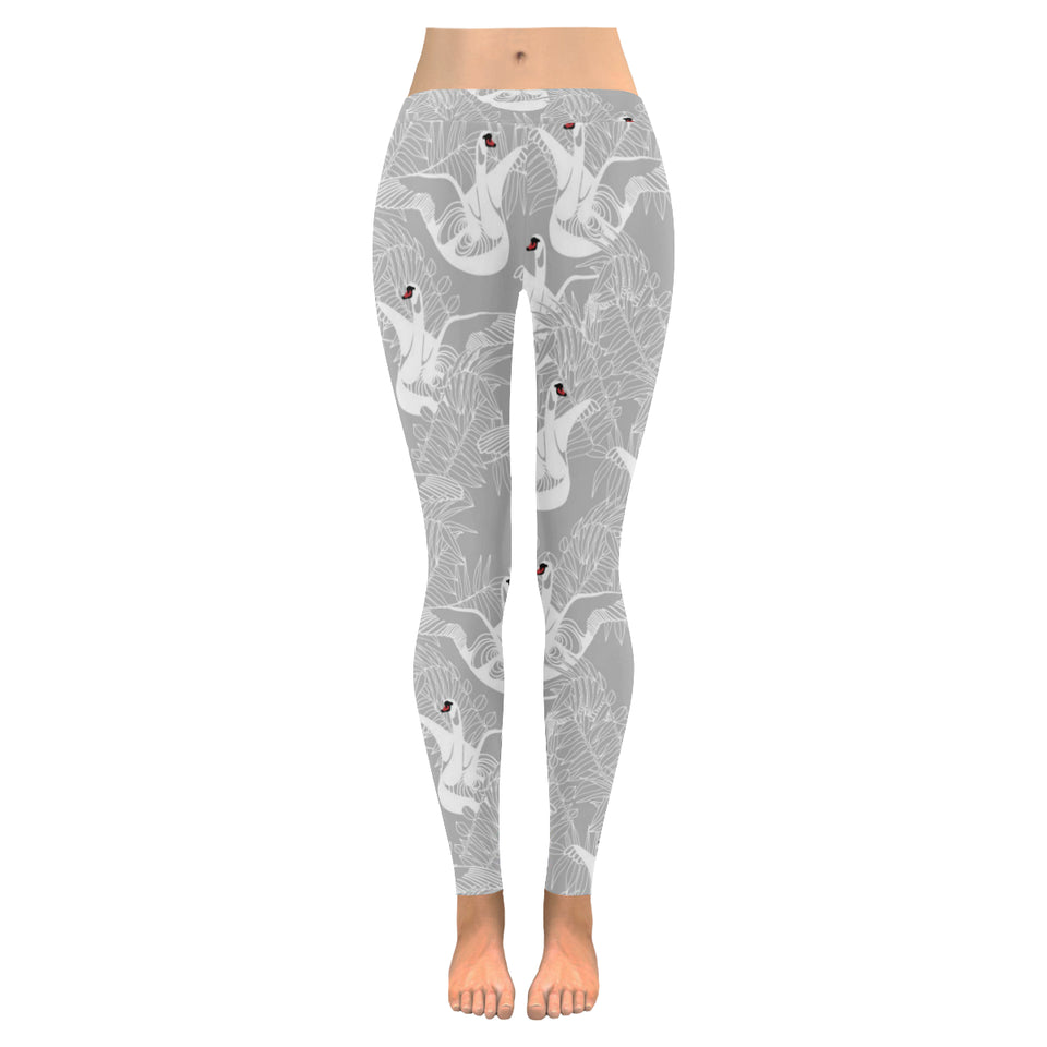 white swan gray background Women's Legging Fulfilled In US