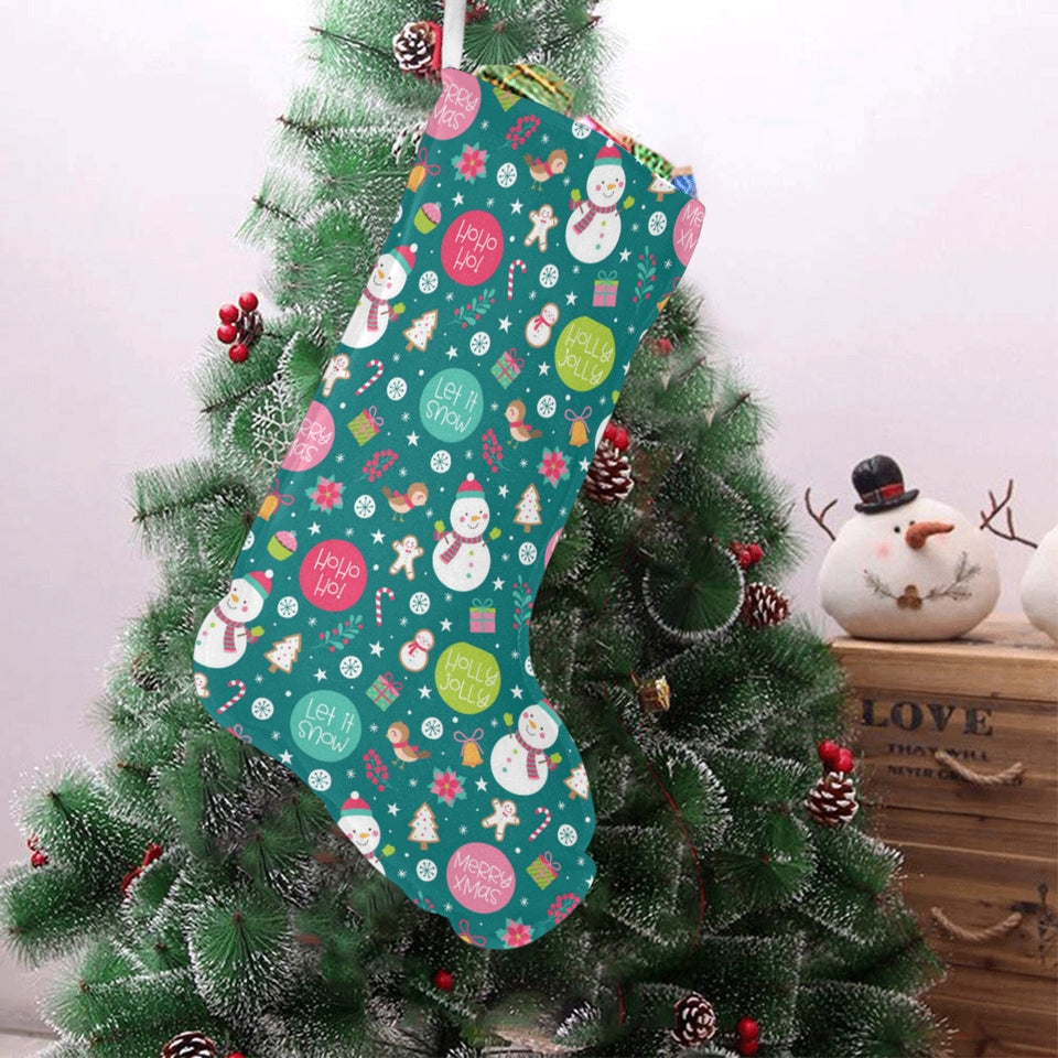 Snowman bird decorative elements christmas pattern Christmas Stocking