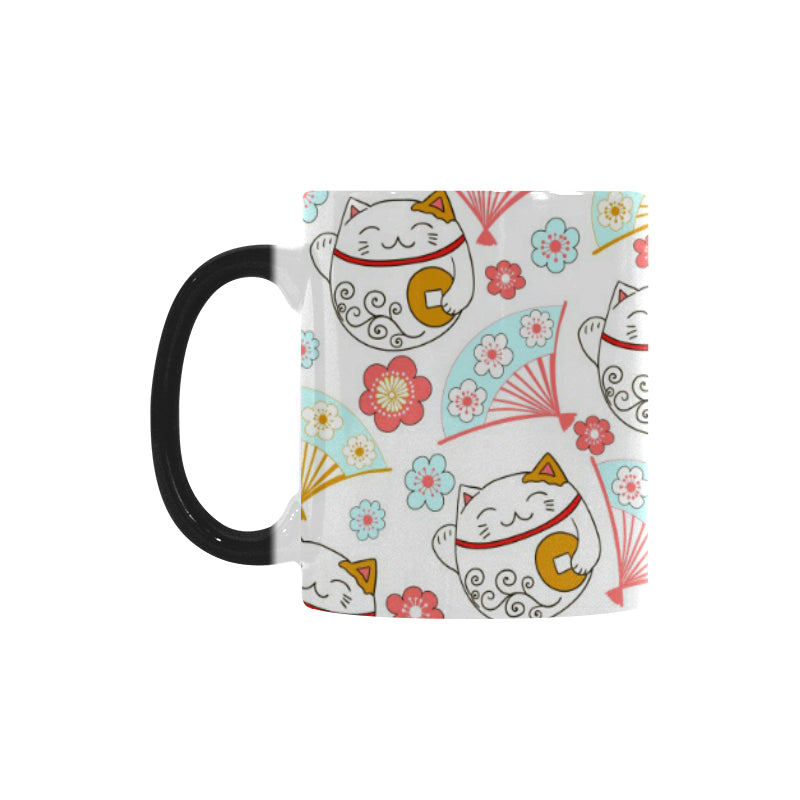 Maneki neko cat fan sakura Morphing Mug Heat Changing Mug