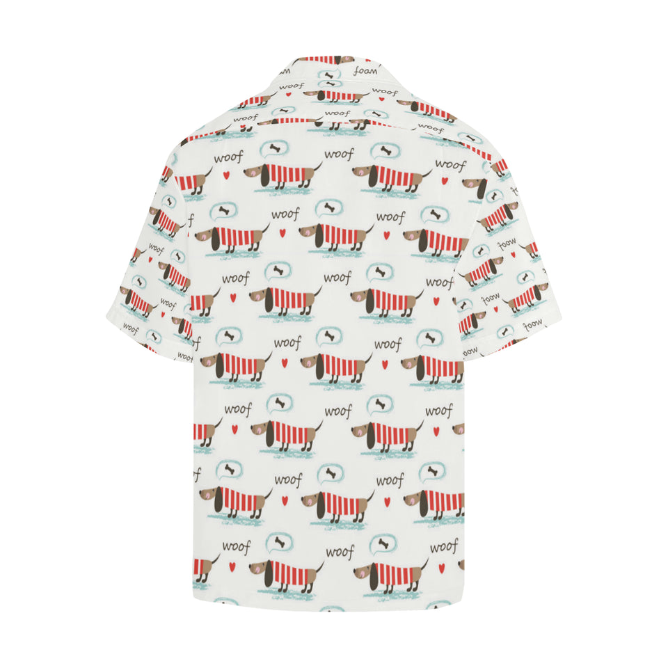 Cute dachshund bone pattern Men's All Over Print Hawaiian Shirt