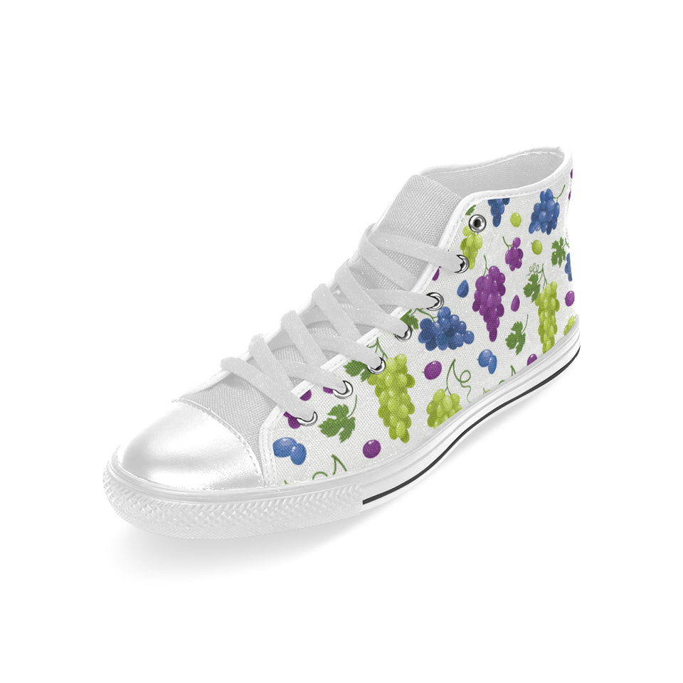 Grape pattern Men's High Top Canvas Shoes White
