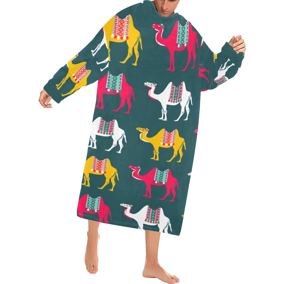 Camel pattern Blanket Robe with Sleeves