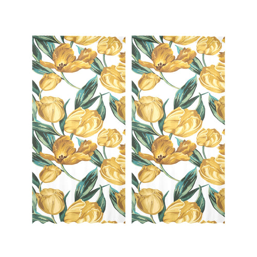 yellow tulips pattern Gauze Curtain