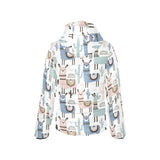 lama Alpaca cactus hand drawn pattern Women's Padded Hooded Jacket