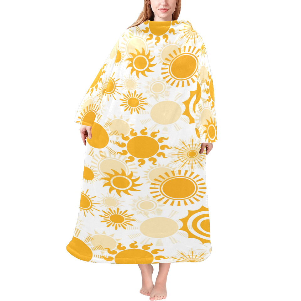 Sun design pattern Blanket Robe with Sleeves