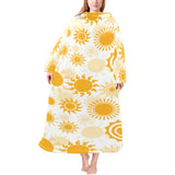 Sun design pattern Blanket Robe with Sleeves