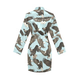 Eagle Pattern Print Design 01 Women's Long Sleeve Belted Night Robe