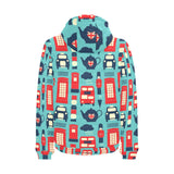 British Pattern Print Design 04 Men's Padded Hooded Jacket