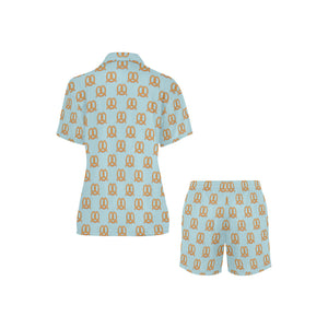 Pretzels Pattern Print Design 03 Women's V-Neck Short Pajama Set