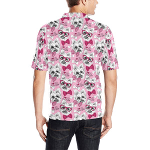 Yorkshire Terrier Pattern Print Design 03 Men's All Over Print Polo Shirt