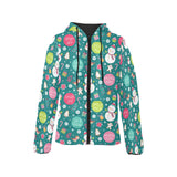 Snowman bird decorative elements christmas pattern Women's Padded Hooded Jacket