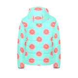 Grapefruit green background Kids' Boys' Girls' Padded Hooded Jacket