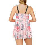 Octopus winter hat garland Fish candy Seaweed Cora Chest Sexy Pleated Two Piece Swim Dress