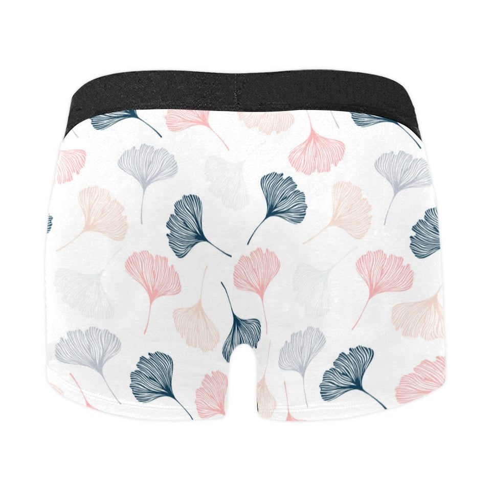 Black Gray Cream coral ginkgo leaves pattern Men's All Over Print Boxer Briefs Men's Underwear