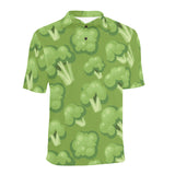 Broccoli pattern green background Men's All Over Print Polo Shirt