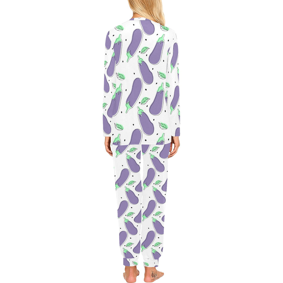Eggplant Pattern Print Design 05 Women's All Over Print Pajama Set