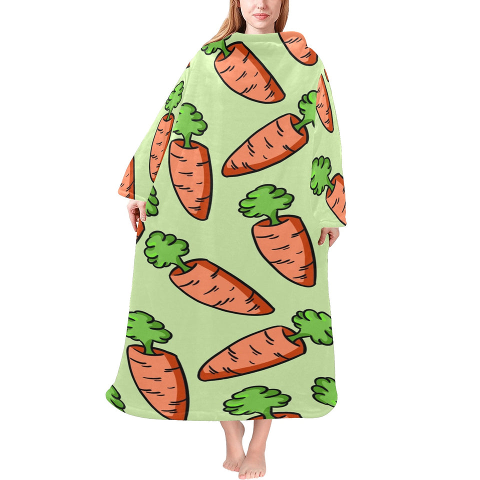 Carrot Pattern Print Design 05 Blanket Robe with Sleeves