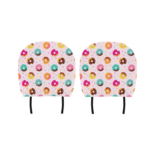 Donut pattern glaze pink background Car Headrest Cover