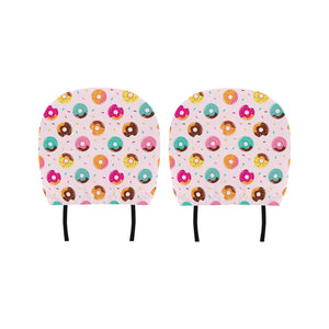 Donut pattern glaze pink background Car Headrest Cover
