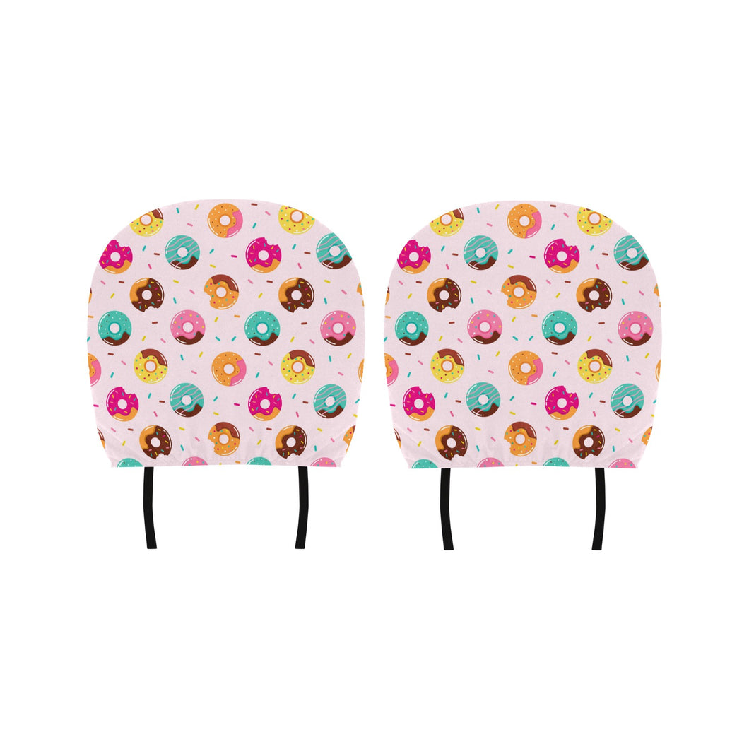 Donut pattern glaze pink background Car Headrest Cover