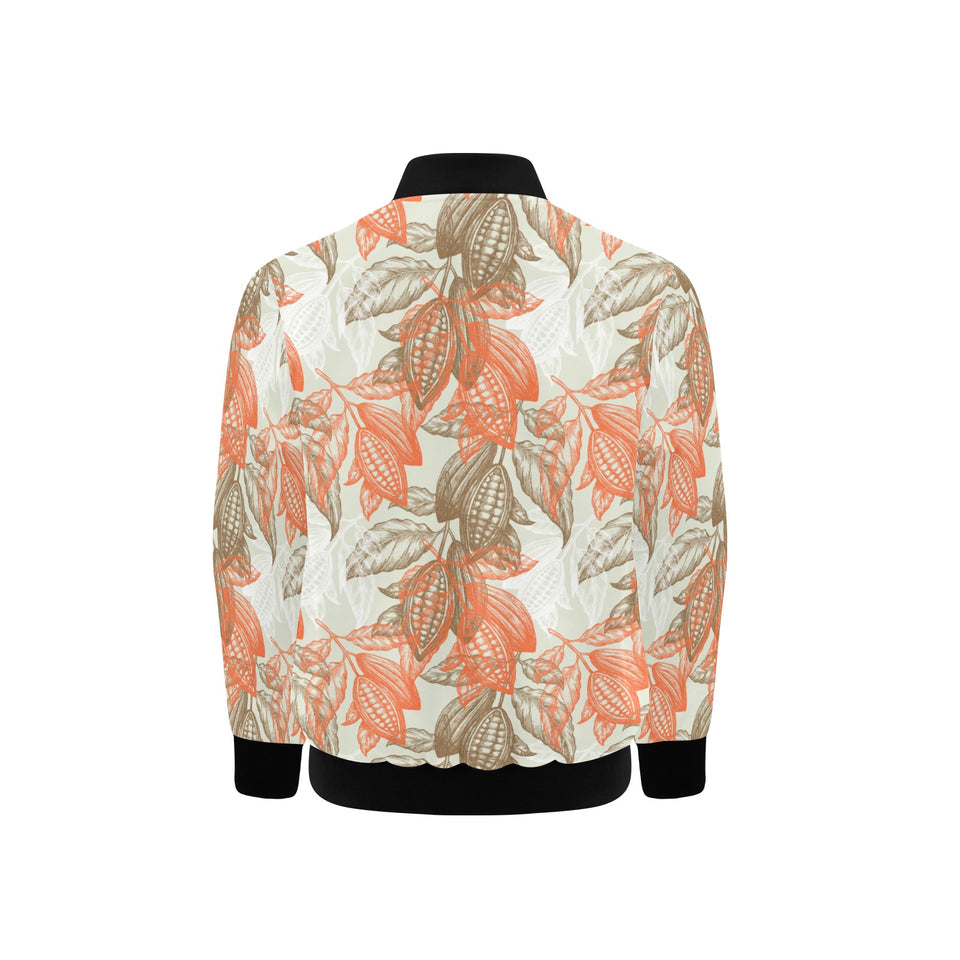 Cocoa beans Cocoa tree pattern Kids' Boys' Girls' Bomber Jacket