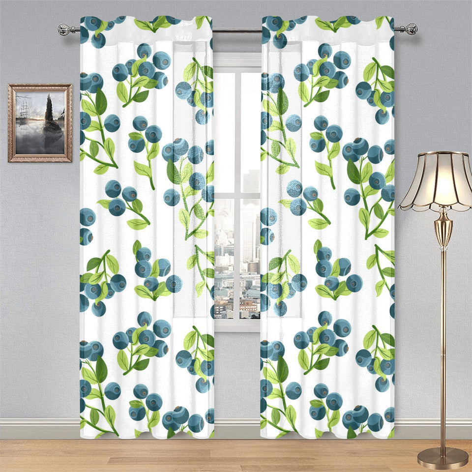 blueberry white background Gauze Curtain