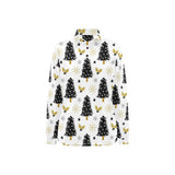 Christmas tree holly snow star pattern Women's Long Sleeve Polo Shirt