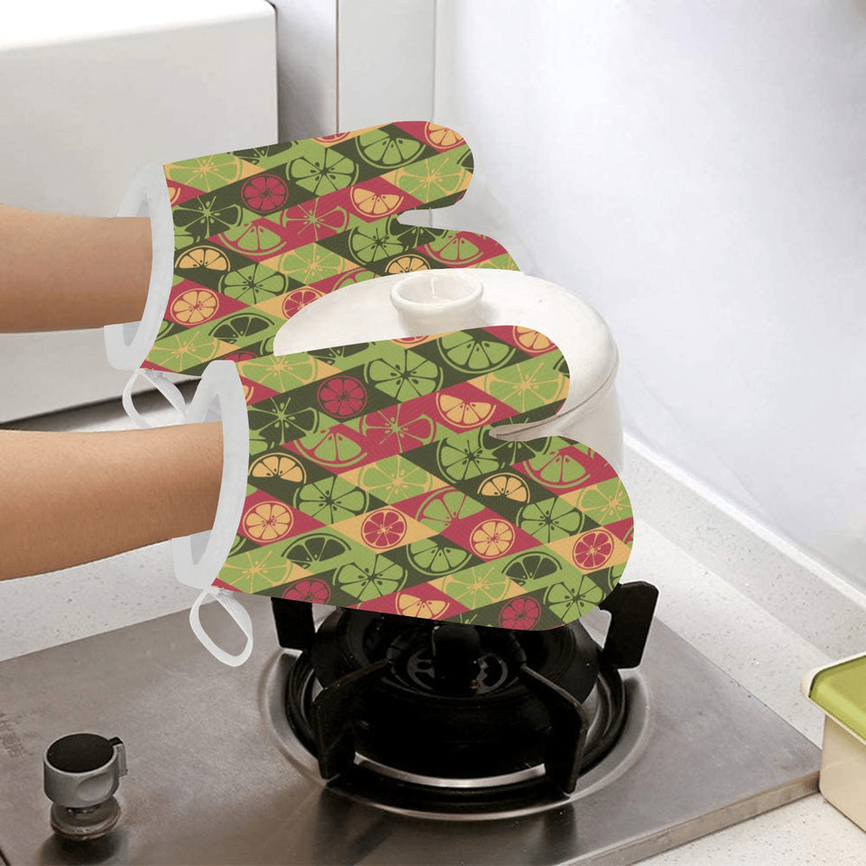 Cool Geometric lime pattern Heat Resistant Oven Mitts