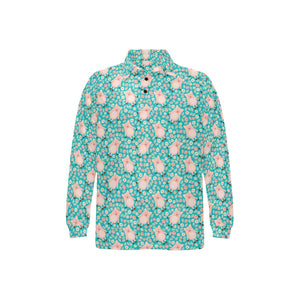 Pig Pattern Print Design 01 Men's Long Sleeve Polo Shirt