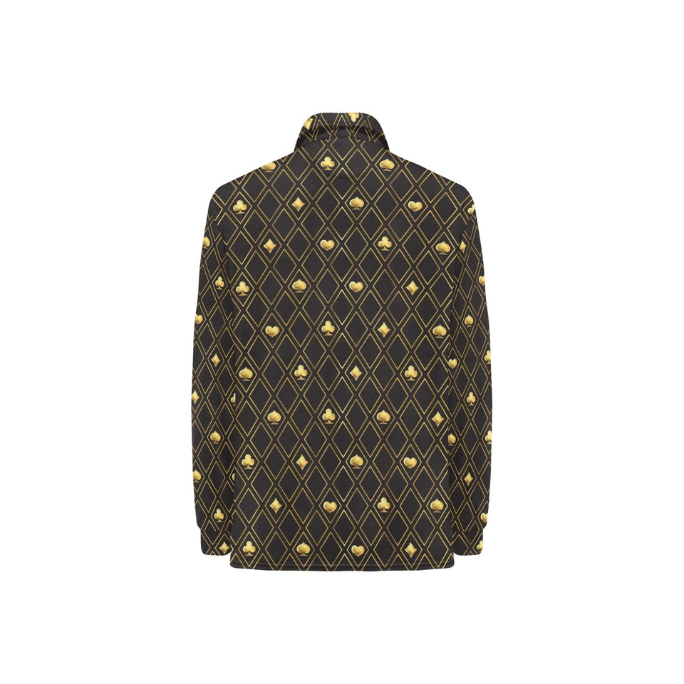 Casino Cards Suits Pattern Print Design 01 Women's Long Sleeve Polo Shirt