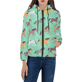 Colorful horses pattern Women's Padded Hooded Jacket