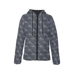 Swordfish Pattern Print Design 03 Women's Padded Hooded Jacket