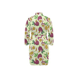 Paassion fruit pattern Men's Long Sleeve Belted Night Robe