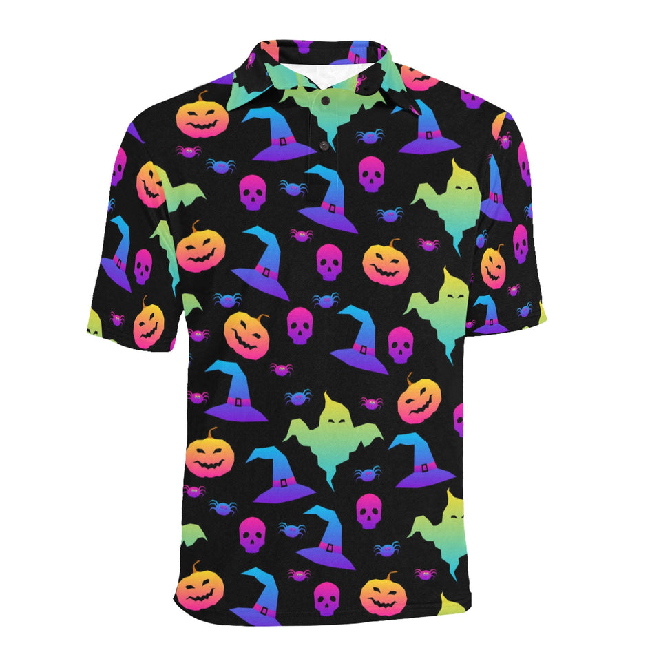 Colorful halloween background Men's All Over Print Polo Shirt