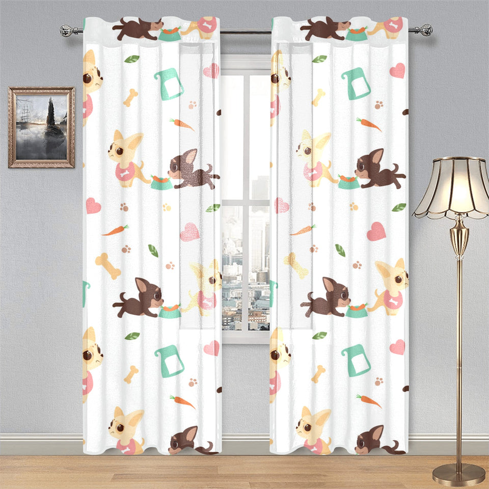 Cute Chihuahua puppie pattern Gauze Curtain