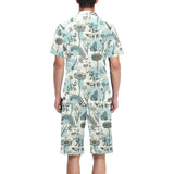Dragonfly Butterfly Plants insect flower vintage s Men's V-Neck Short Pajama Set