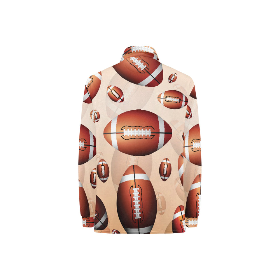 American football ball design pattern Women's Long Sleeve Polo Shirt