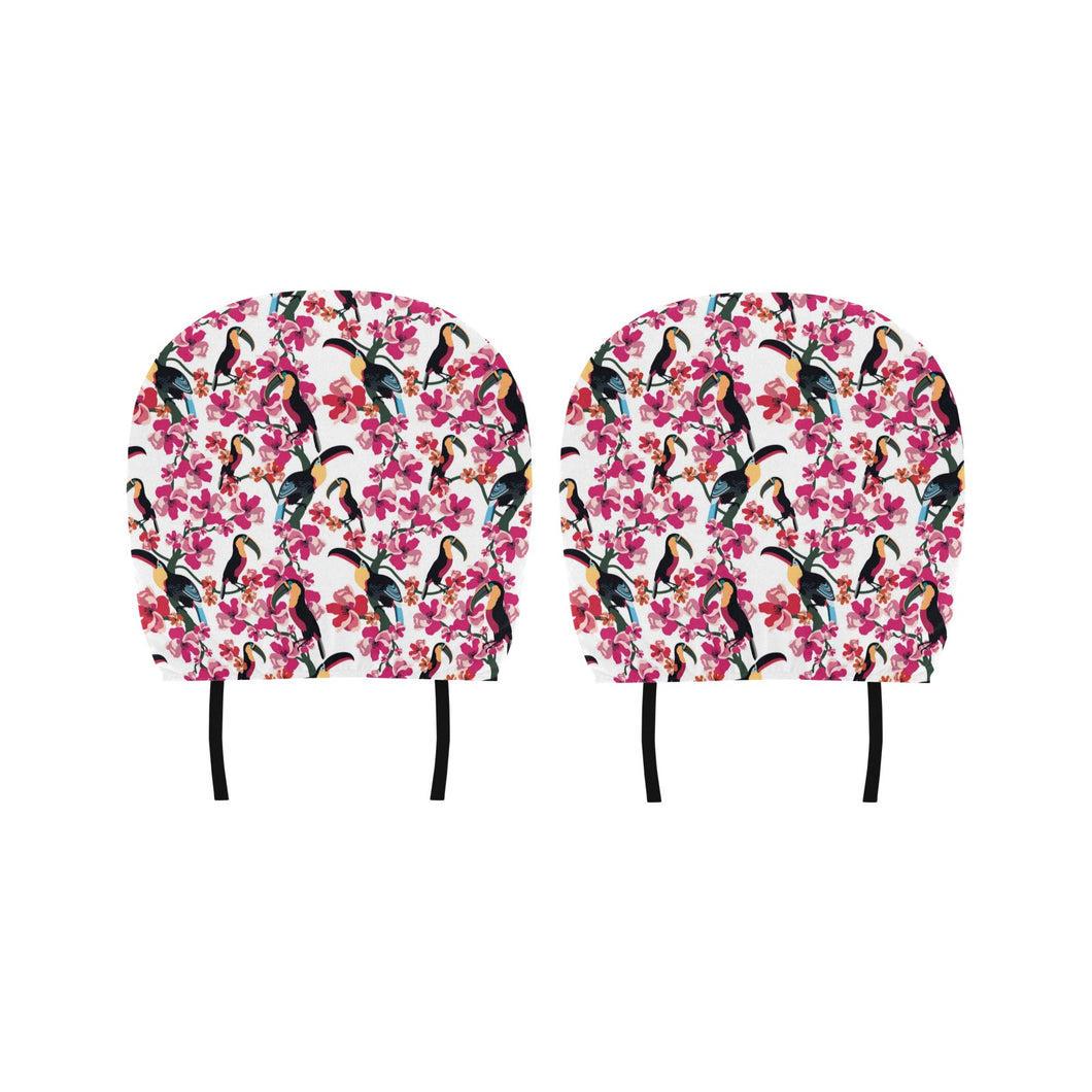 Toucan flower design pattern Car Headrest Cover